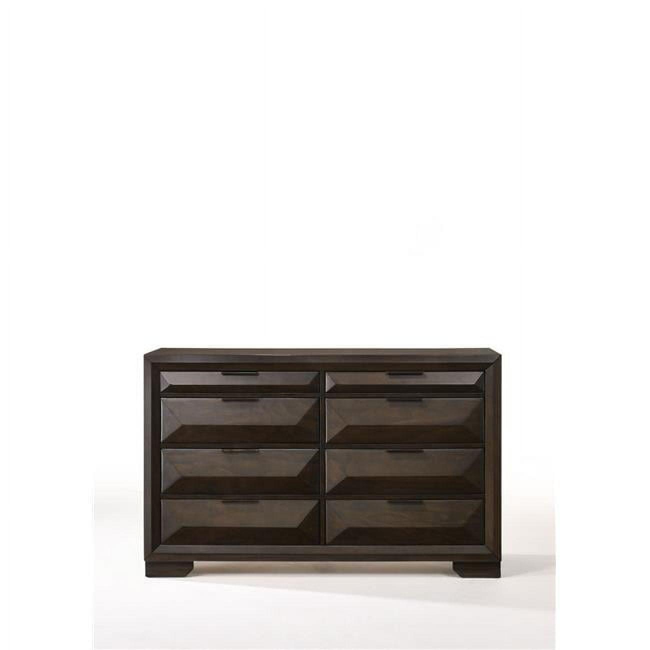 Espresso Rubber Wood Horizontal Dresser with Eight Drawers