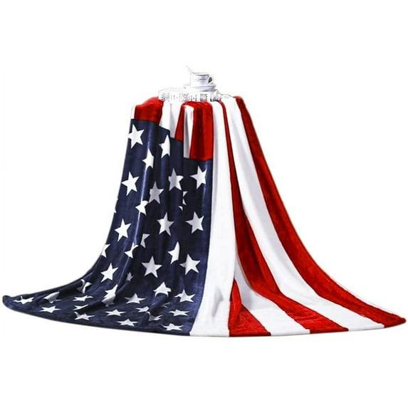 59"x79" American Flag Bed Sofa Blanket Couch Cover Luxury Super Soft Flannel Warm Plush Fleece Bed Throw Quilt Blanket Bedspread for Bed Couch Sofa Car Travel Bedding Blankets Machine Washable