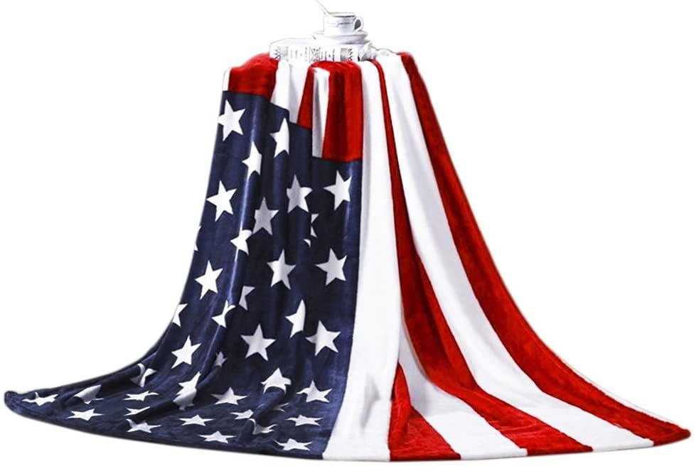 American Flag Flannel Fleece Throw Blanket 54x70 Inch