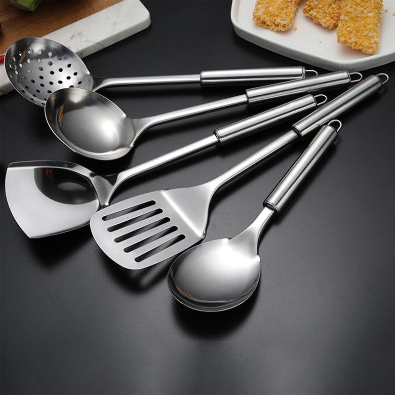 5-Piece Silver Stainless Steel Cooking Utensils Set