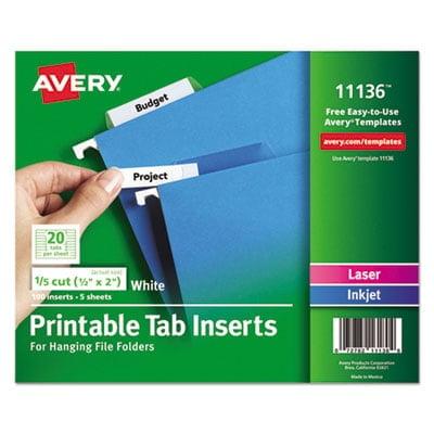 Avery Consumer Products Avery® Laser/Ink Jet Inserts For Hanging File Fold Paper Hanging Files Cabinet