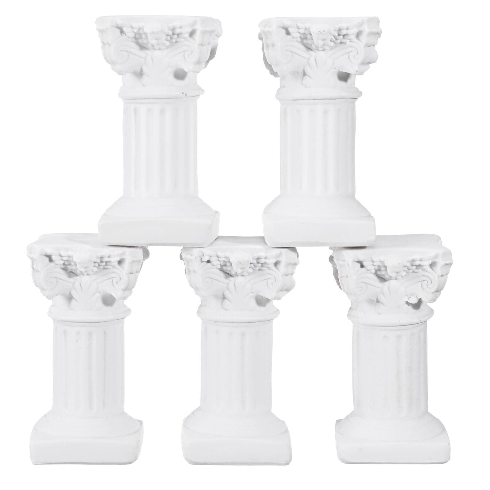 Mini White Resin Roman Pillar Column Statues Set