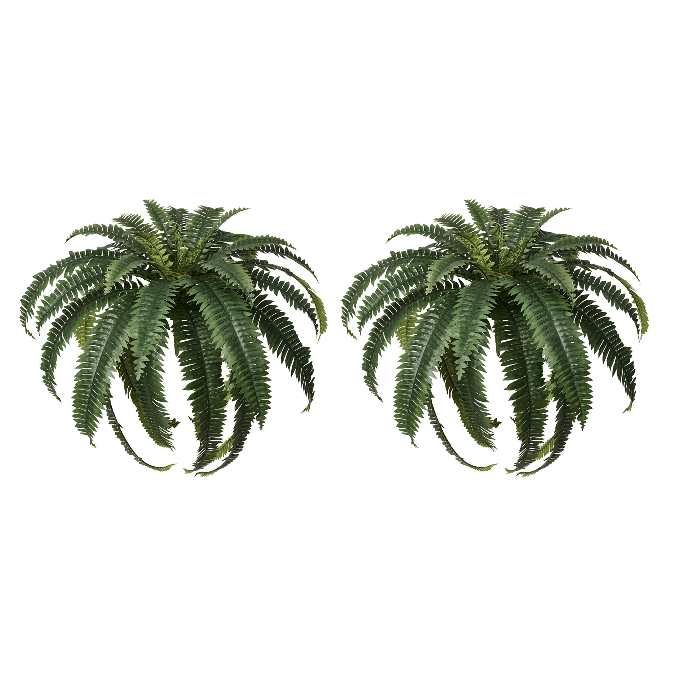 DR.Plazen 2 Pack 33 Leaves  Lifelike Artificial Boston Fern Plants, Premium Faux Greenery for Home Office Porch Decor, Hanging or Pot Display, Indoor/Outdoor Use (Pot Not Included)​