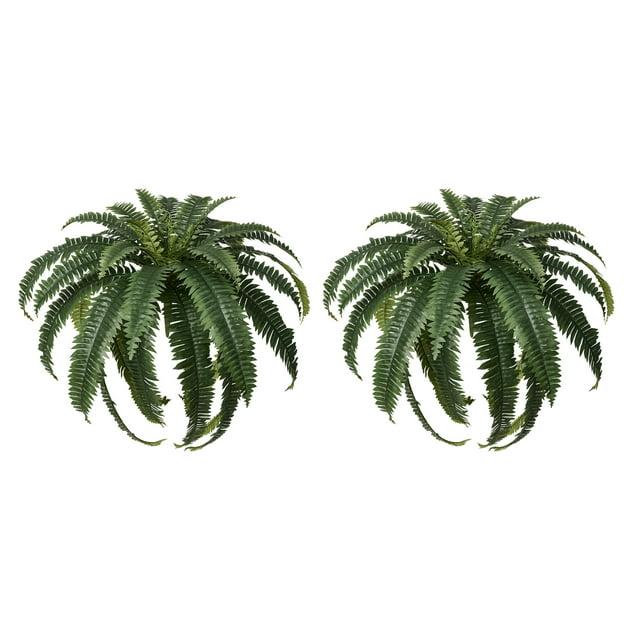 DR.Plazen 2 Pack 33 Leaves  Lifelike Artificial Boston Fern Plants, Premium Faux Greenery for Home Office Porch Decor, Hanging or Pot Display, Indoor/Outdoor Use (Pot Not Included)​