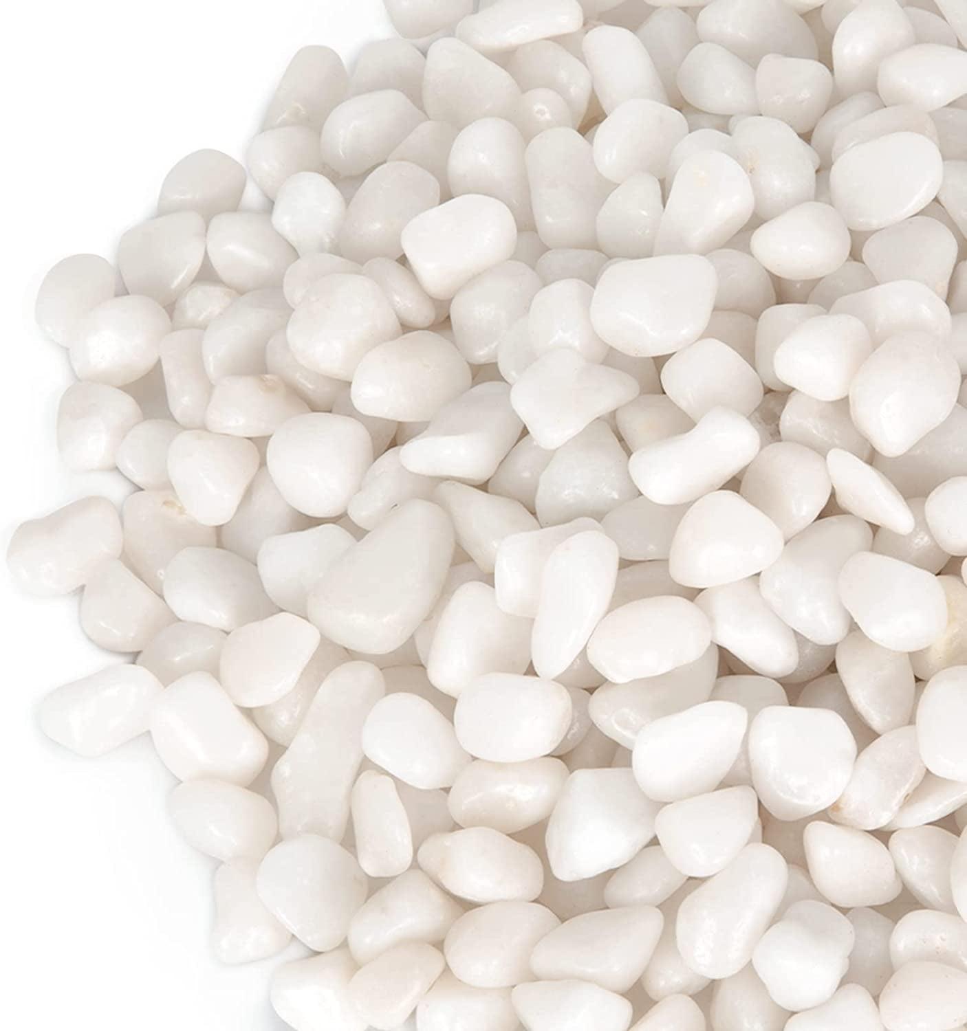 GASPRO 5lb Small White Decorative Rocks for Plants, Vases, Succulent, 3/8" Pebbles, High Polished