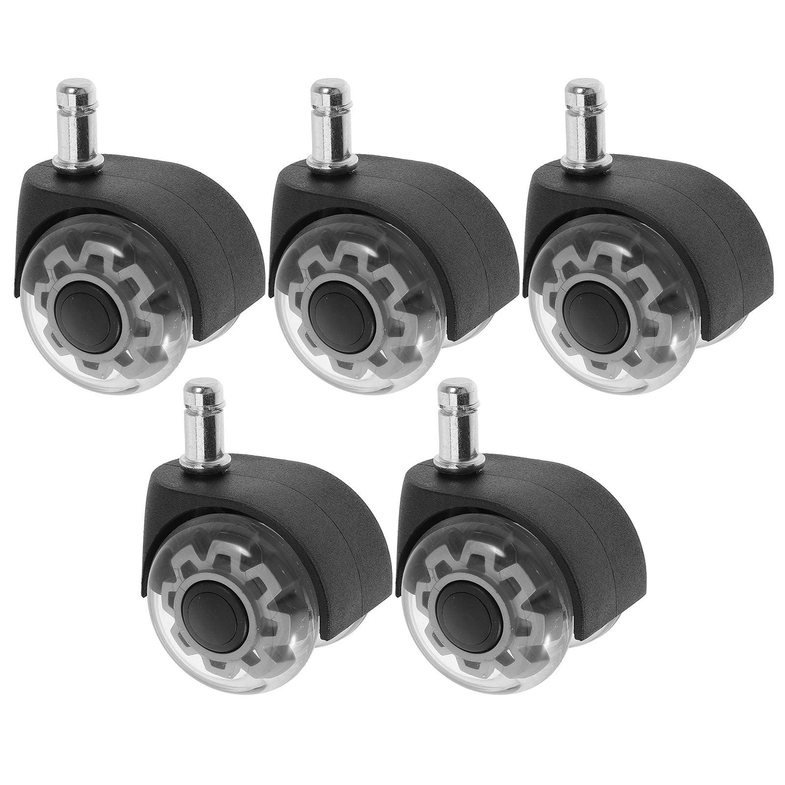 Office Chair Caster Wheels 2" Dual Wheels Set of 5 for Tile and Hardwood Floors, Universal Fit for Most Chairs (Transparent)