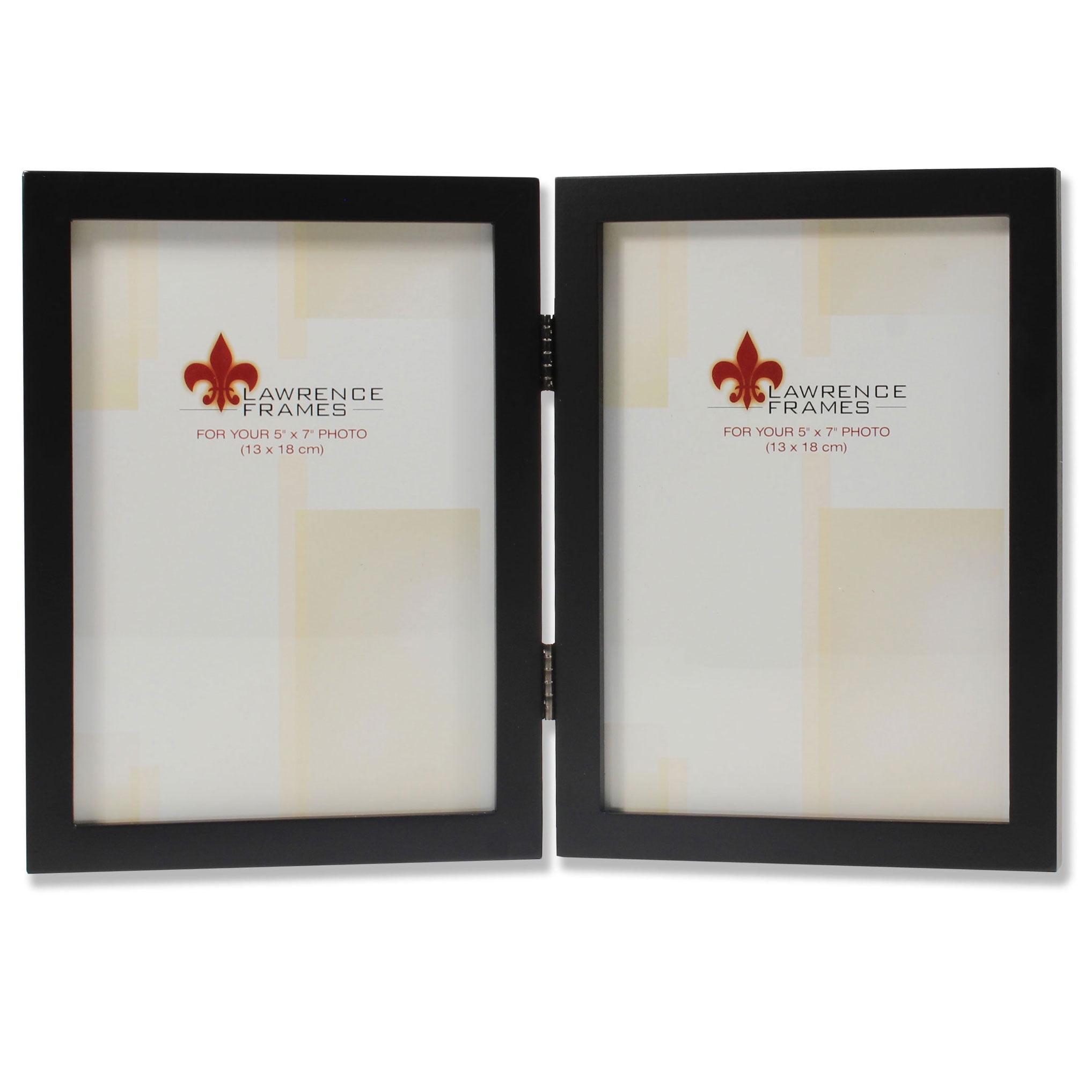 5x7 Hinged Double Black Wood Picture Frame