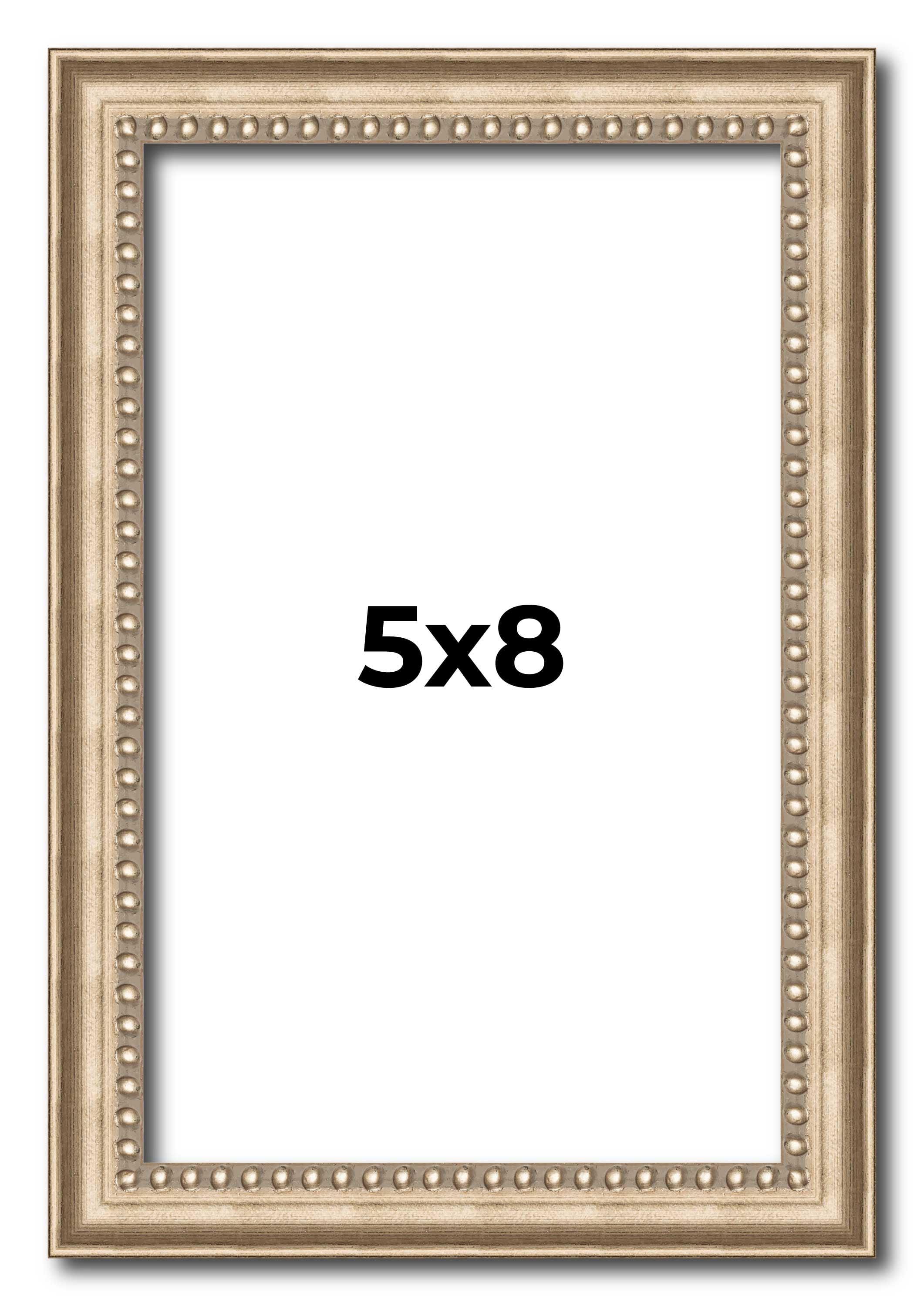 5x8 Frame Beaded Gold Solid Wood Picture Frame | 0.75 Inches Moulding Width | Liscio Oro