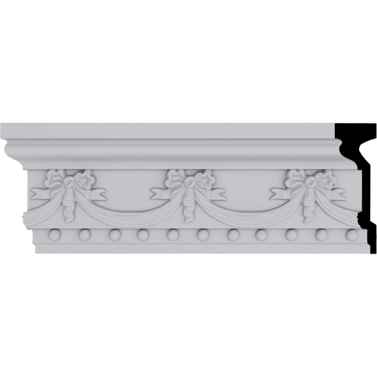 Ekena Millwork 6 1/4"H x 2"P x 94 1/2"L Federal Swag & Bow Chair Rail Moulding