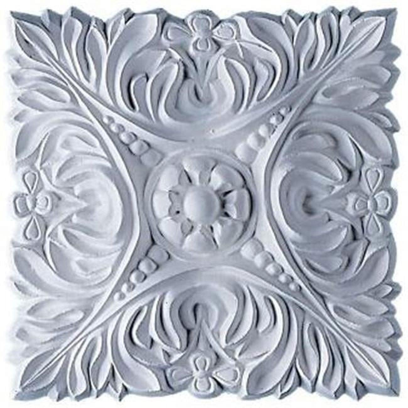 Primed White Acanthus Leaf with Beads Square Rosette