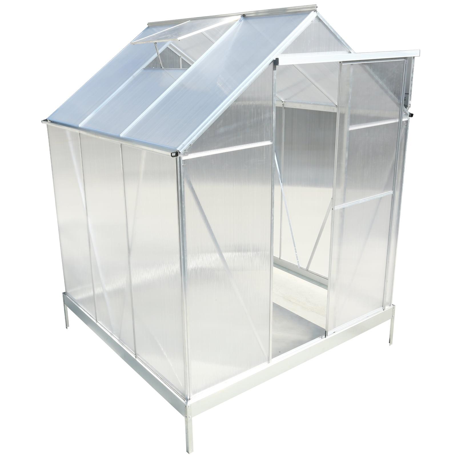 6.3' x 6.2' Silver Polycarbonate and Aluminum Greenhouse