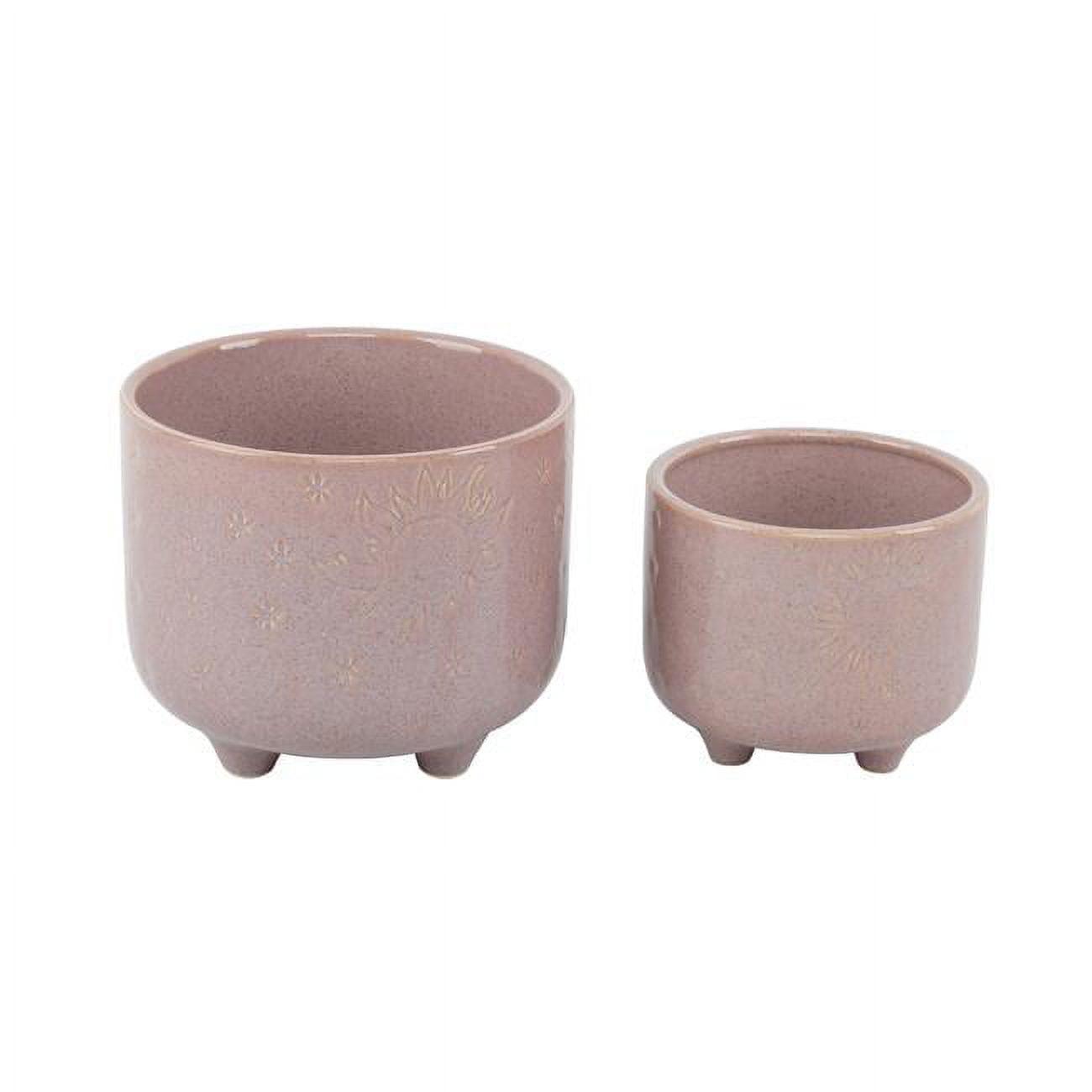 Sunmoon Mauve Ceramic Footed Indoor Planter Set, 6.5" & 4.5"