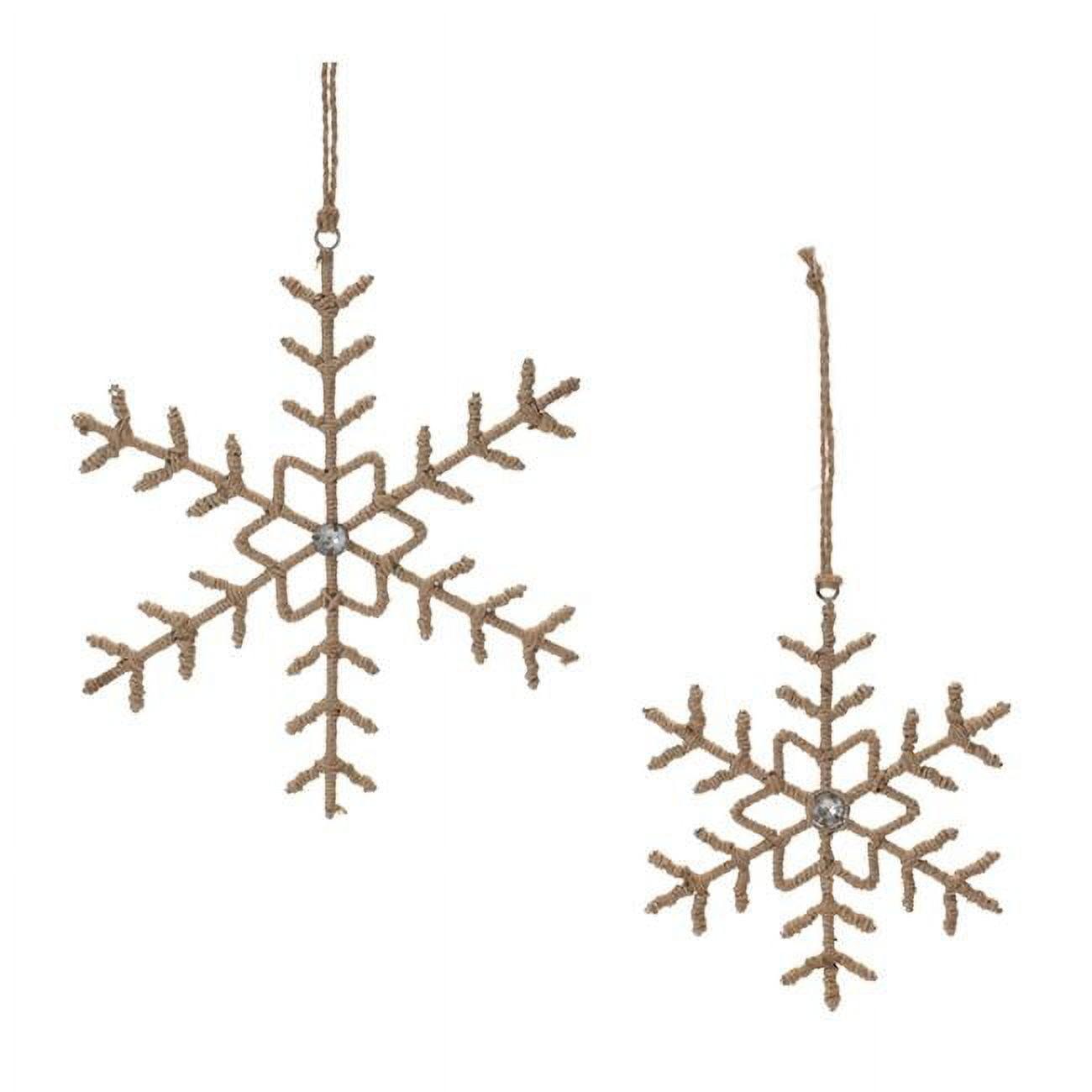 Beige Iron and Jute Snowflake Ornaments Set of 12