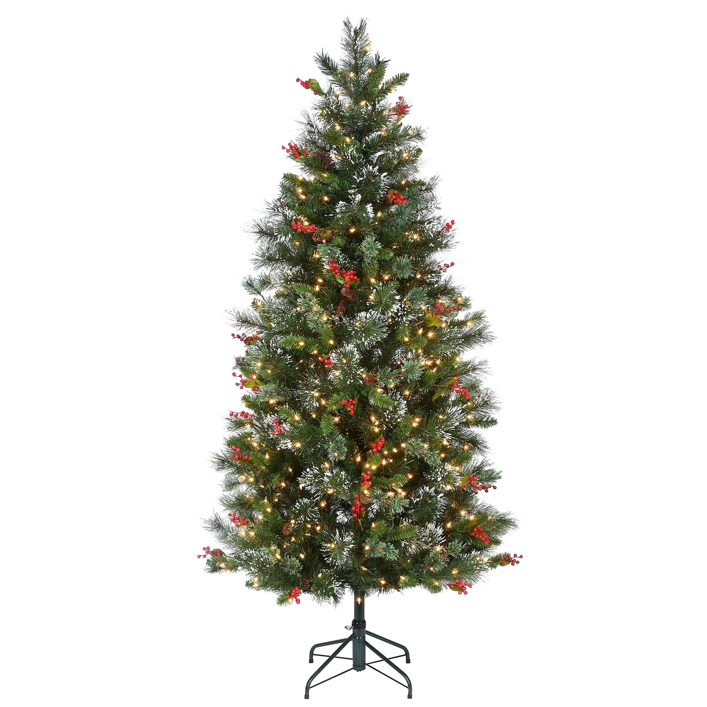 Prelit Flocked Pine Artificial Christmas Tree Clear Lights - National Tree Company