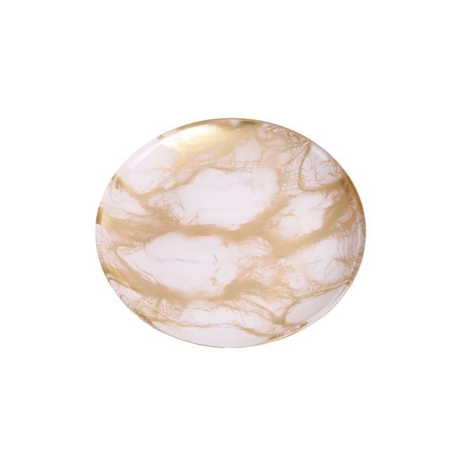 Classic Touch Set Of 4 Gold-White Marble Plates - 6.5"D