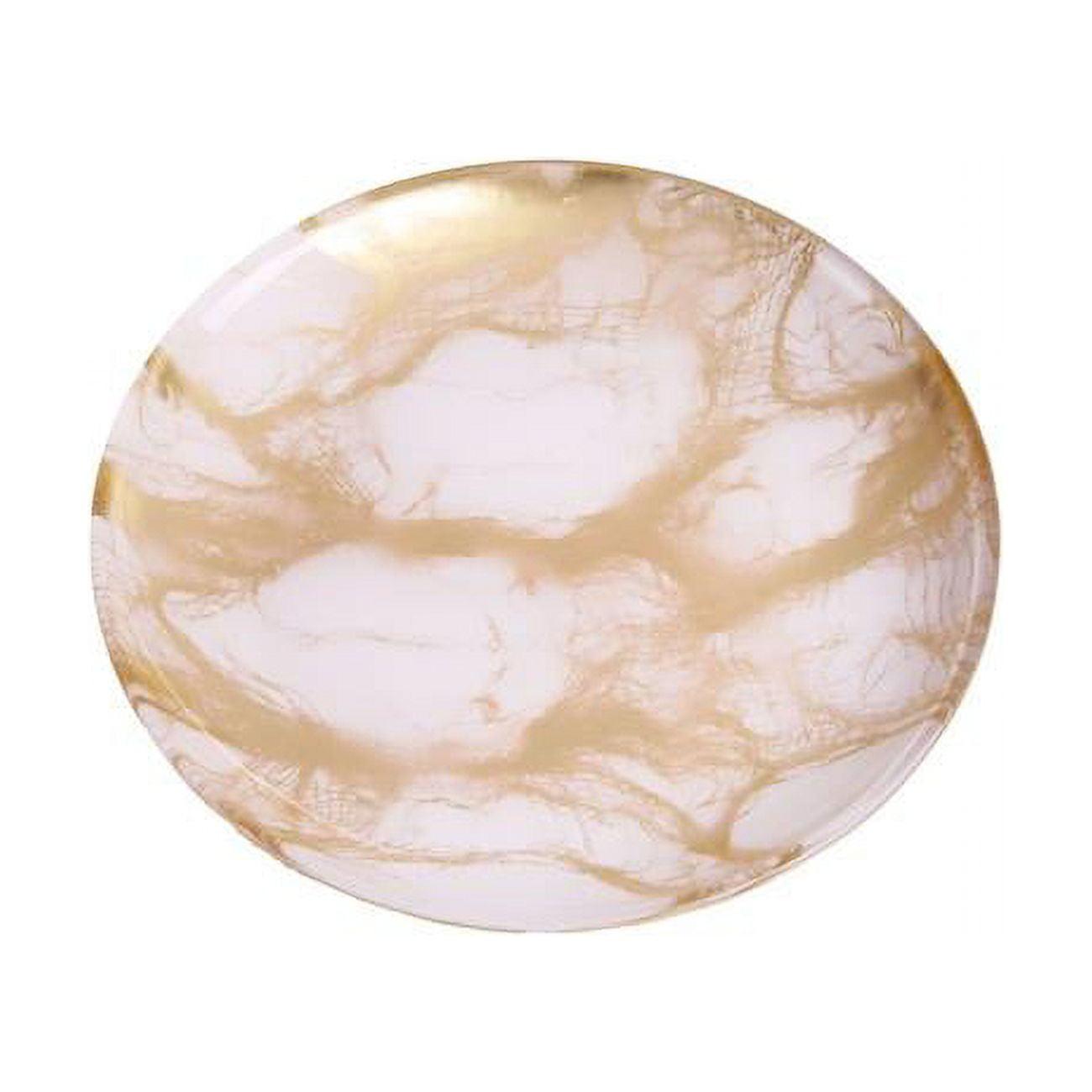 Classic Touch Set Of 4 Gold-White Marble Plates - 6.5"D