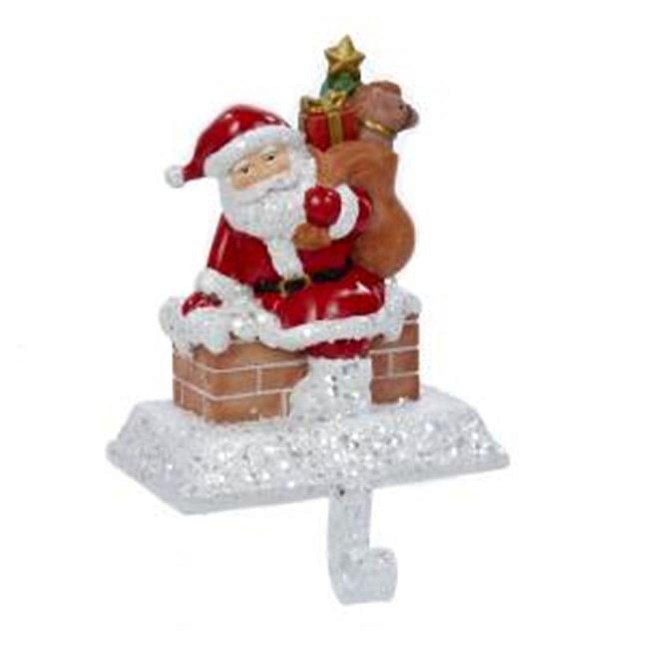 Festive 6.5-Inch Resin Santa with Gift Box Stocking Holder