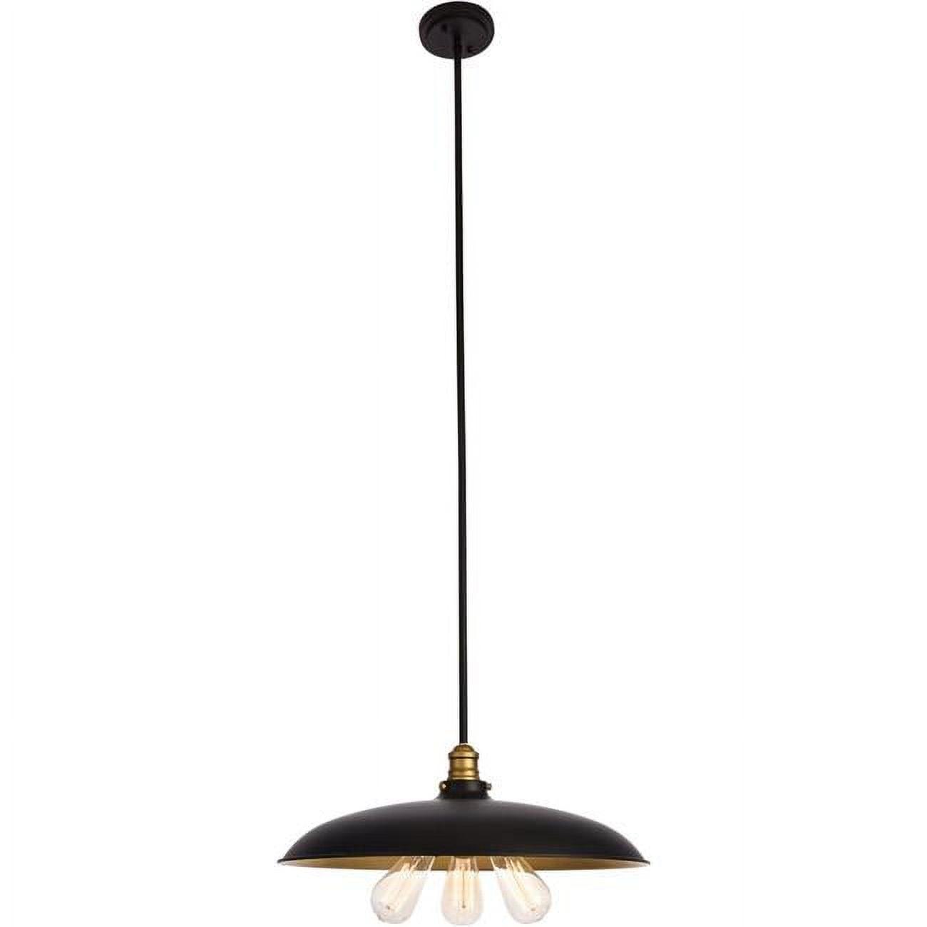 Anders 20.5" Modern Black & Brass 3-Light Down Chandelier