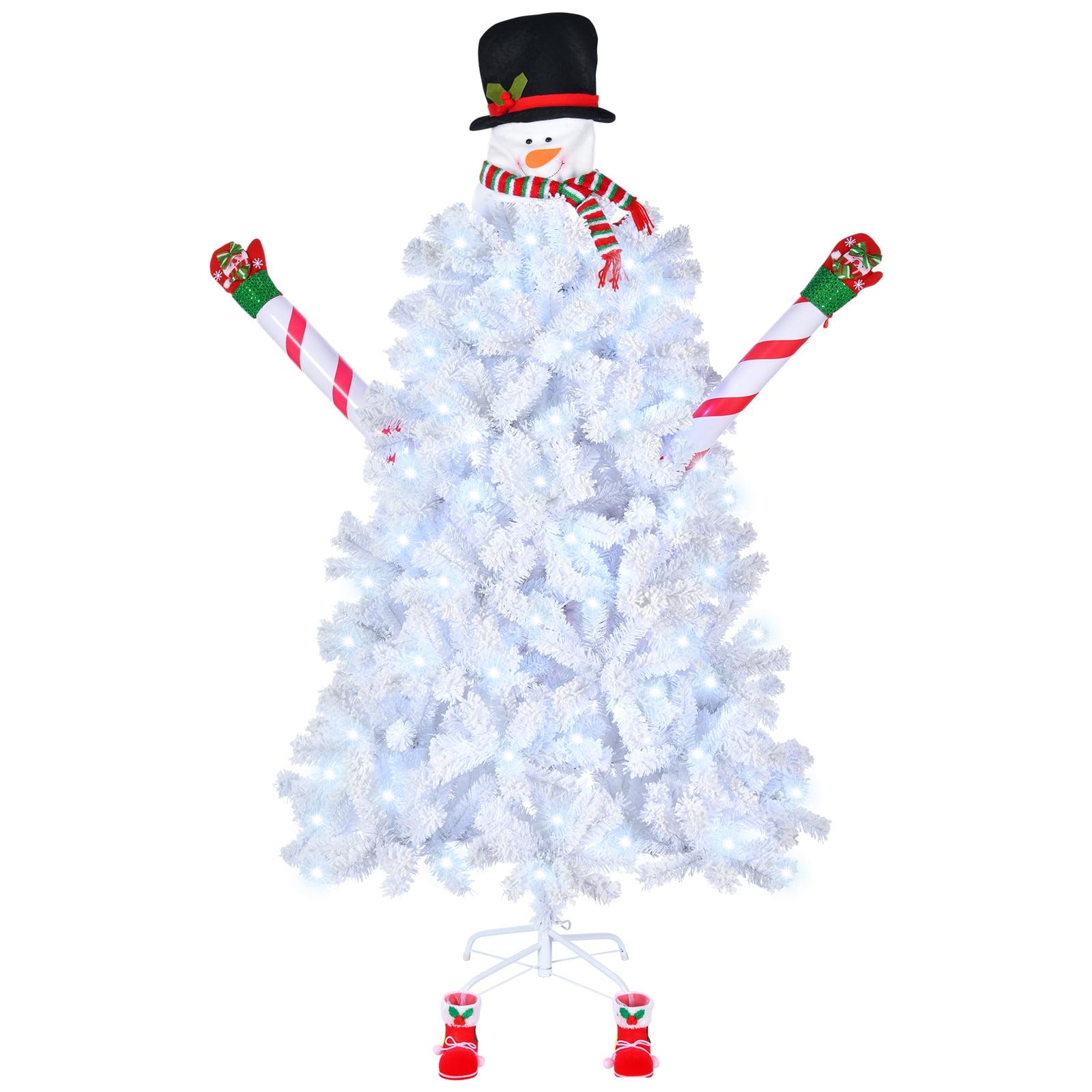 6.5ft White Snowman Pre-Lit Christmas Tree with LED Lights