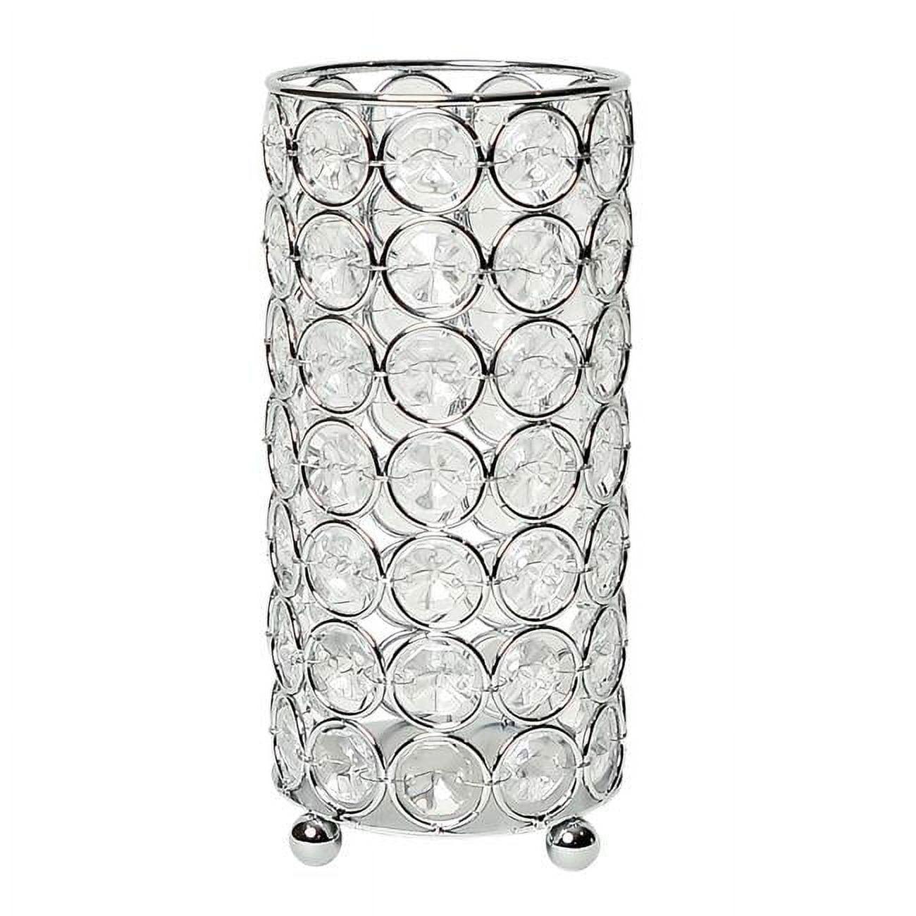 Elegant Designs 6.75" Elipse Crystal Decorative Flower Vase, Candle Holder, Wedding Centerpiece, Chrome