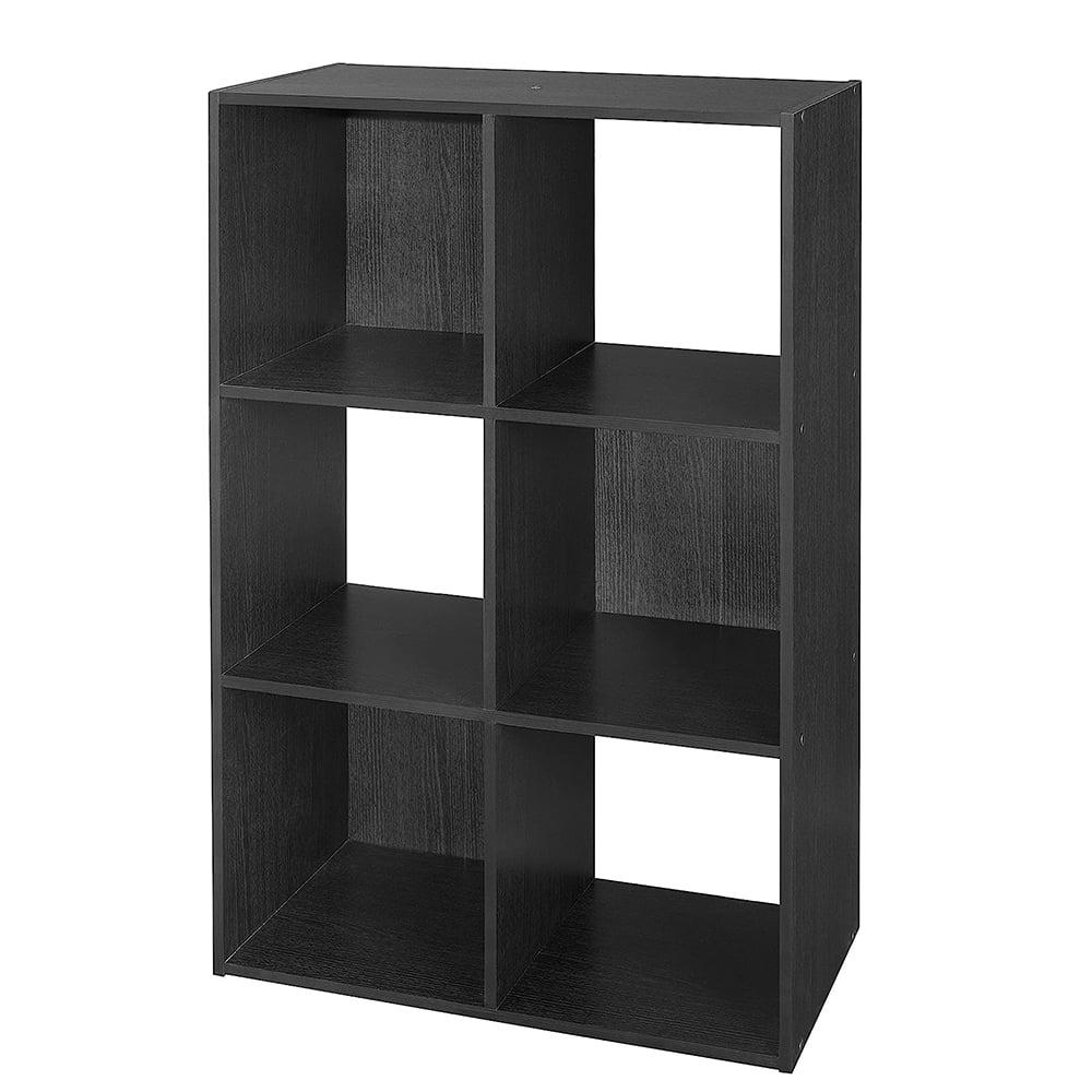 Black 6-Cube Stackable Wood Modular Bookcase