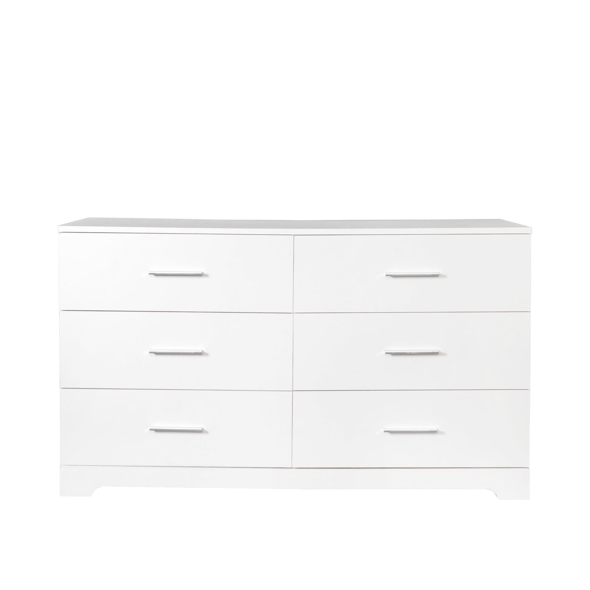 Ktaxon Bedroom Dresser with 6 Drawers, Wooden Double Dresser for Entryway, Wide Storage Cabinet for Living Room, White