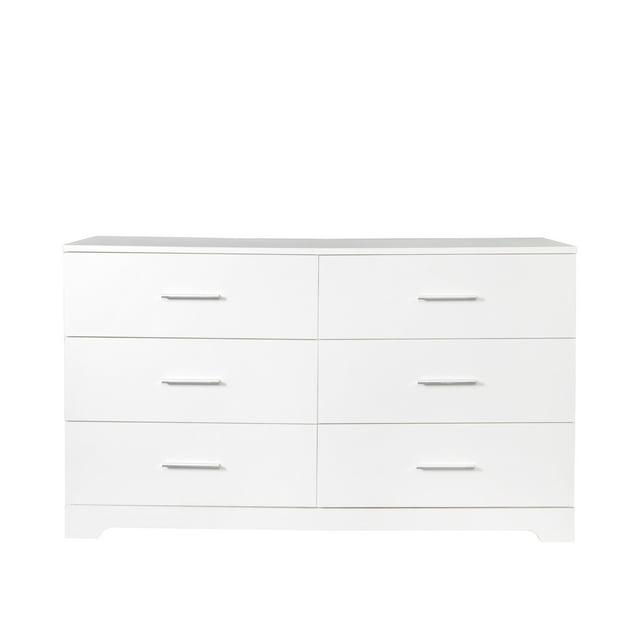 Ktaxon Bedroom Dresser with 6 Drawers, Wooden Double Dresser for Entryway, Wide Storage Cabinet for Living Room, White