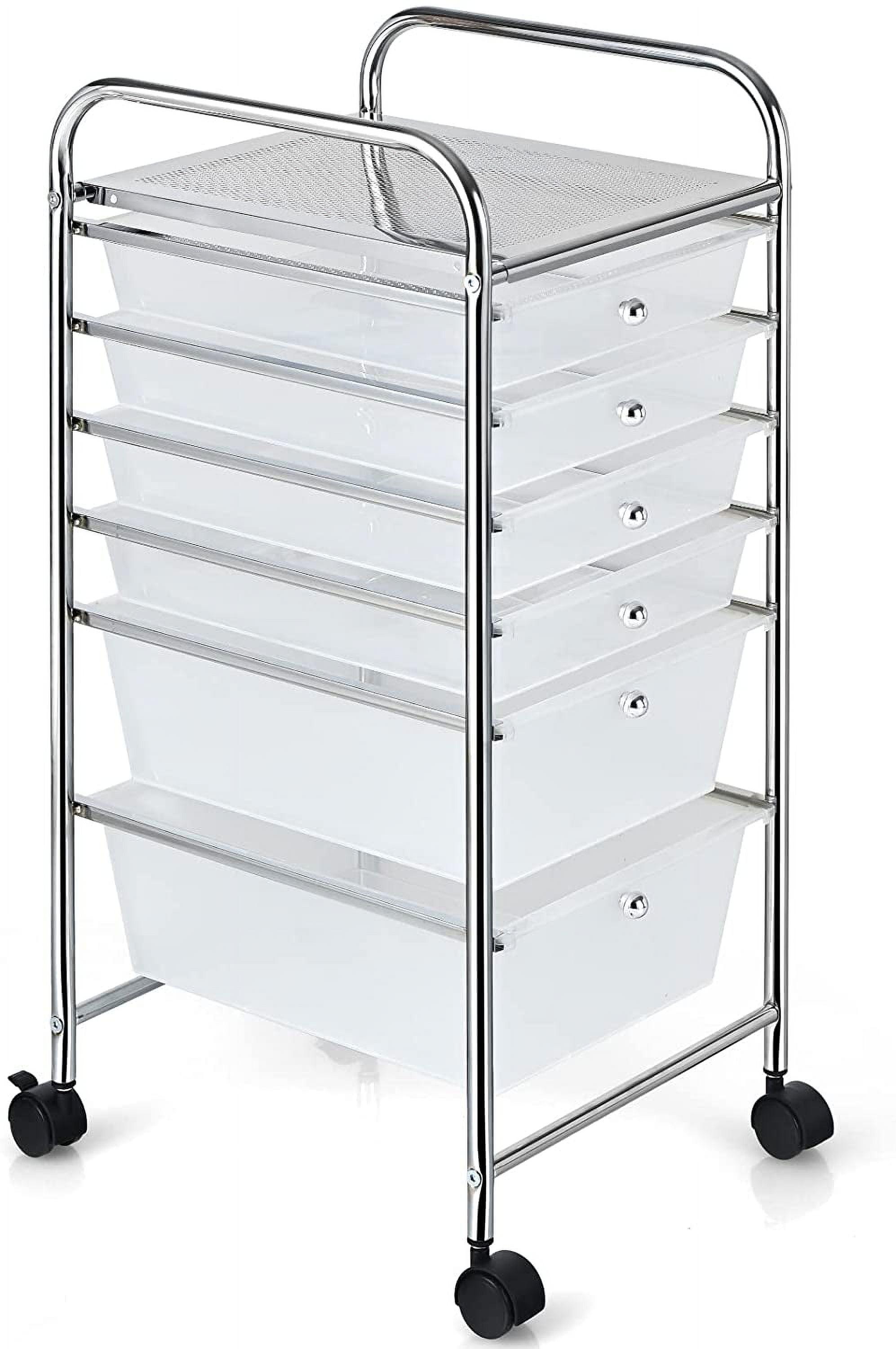 6-Drawer Rolling Storage Cart, Multifunctional Art Craft Organizer Cart, Mobile Utility Storage Cart with Removable Drawers & Lockable Wheels, Craft Cart for Home Office, School, Clear