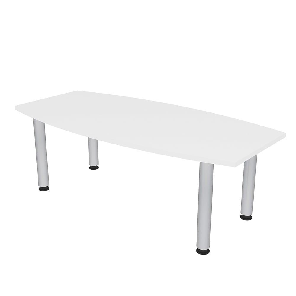 6 Ft Boat Shaped Conference Table With Silver Post Leg Power And Data