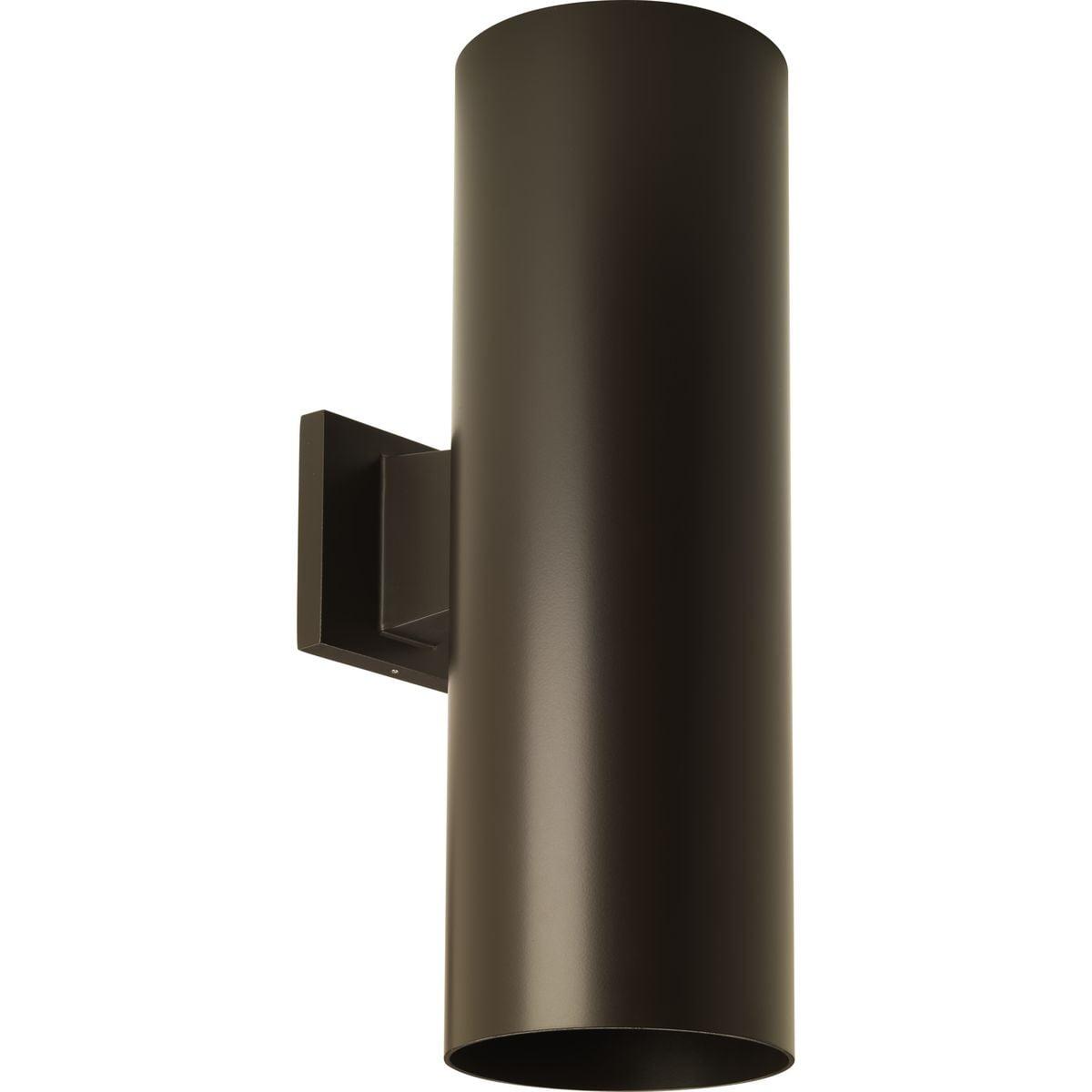 Progress Lighting, Fluorescent, Porcelain, 2-Light Wall Cylinder, Antique Bronze, LED, Shade Included