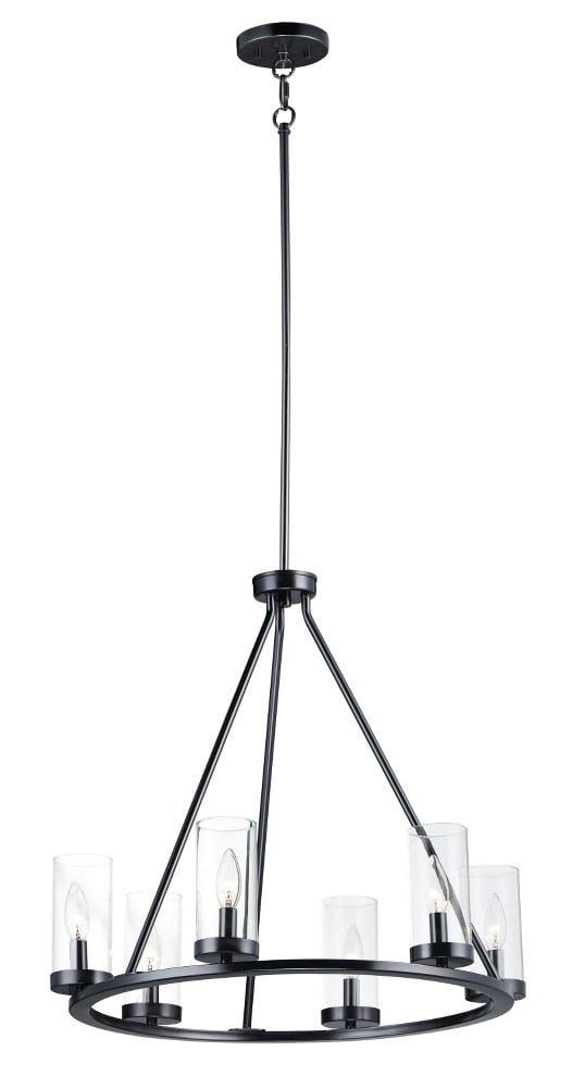 Maxim 25255Cl Sentinel 6 Light 24" Wide Taper Candle Chandelier - Black