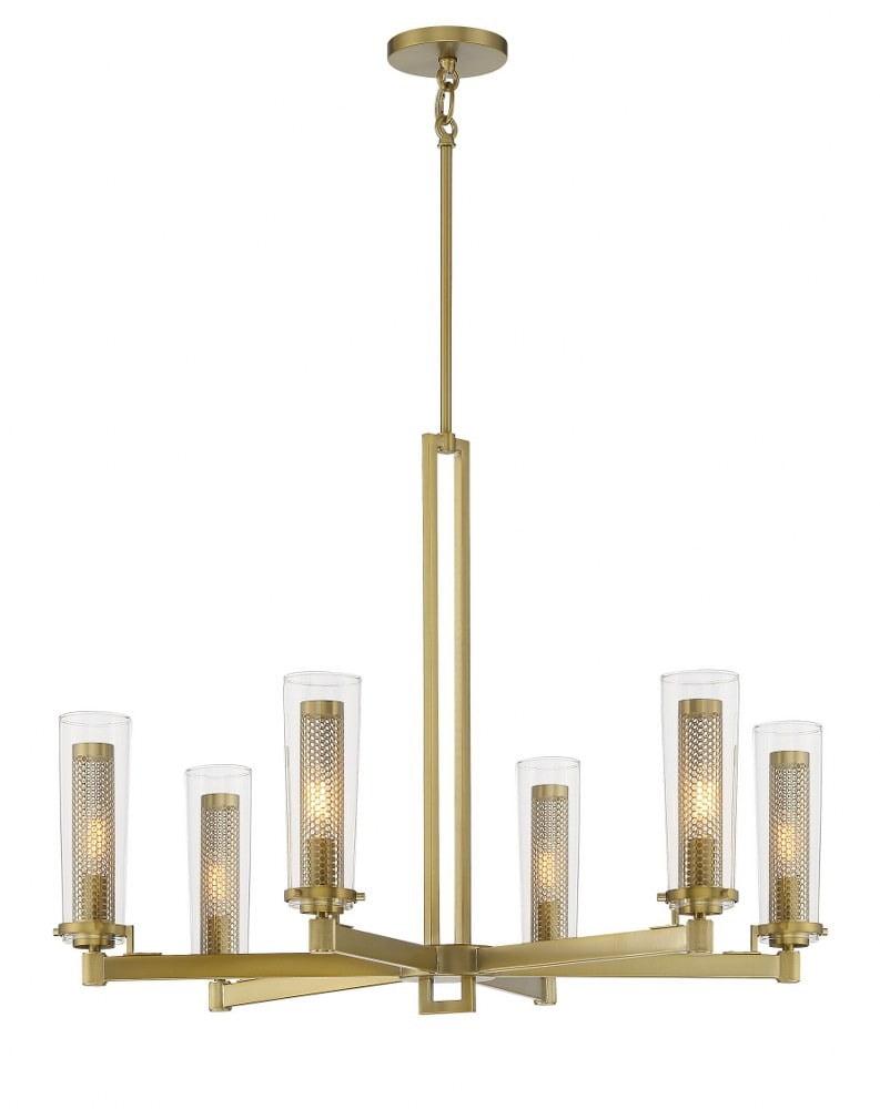 Emmerham Soft Brass 6-Light Chandelier with Clear Glass Shades