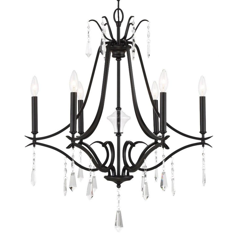 Mini Coal Black 6-Light Chandelier with Clear Glass Shades