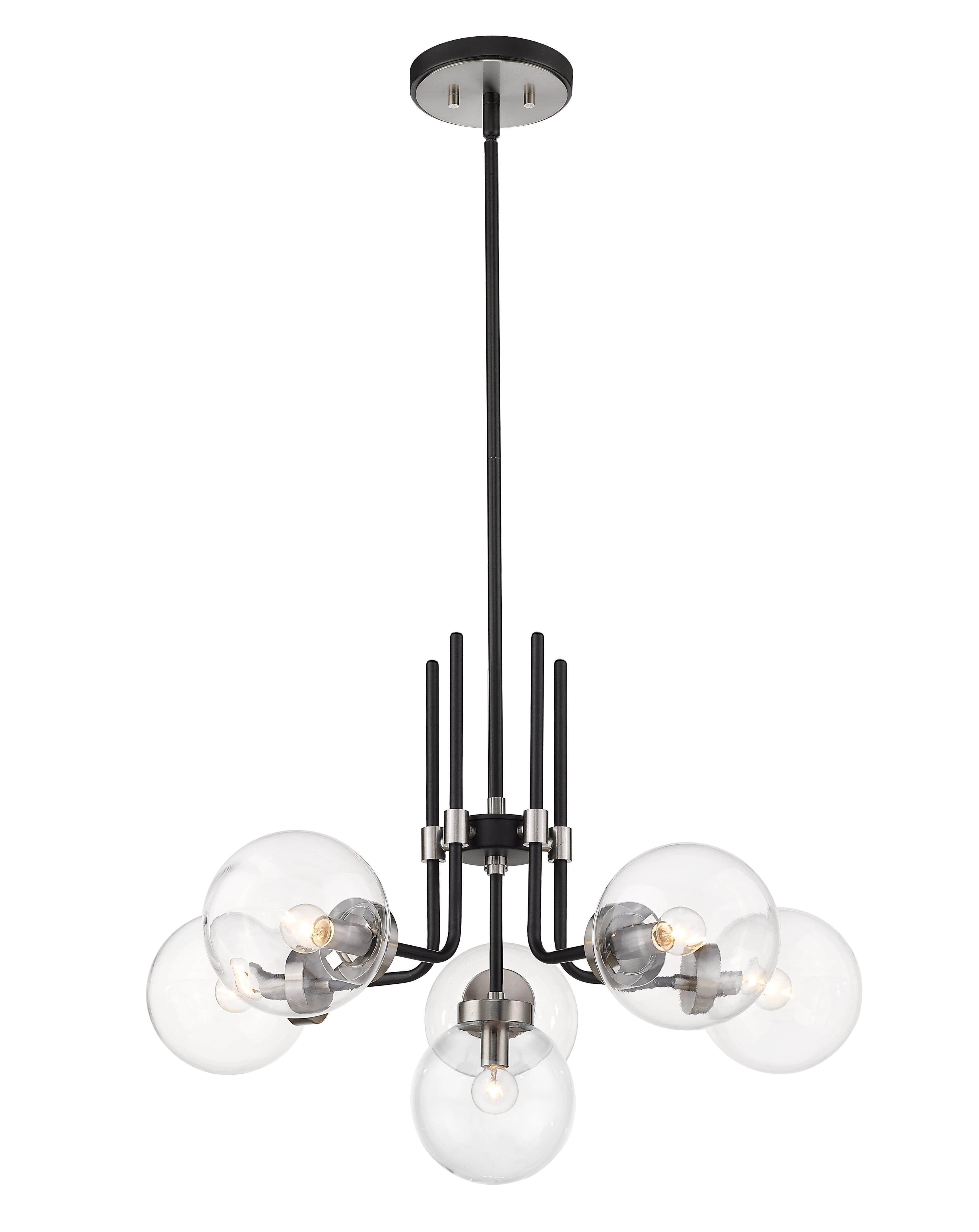 Z-Lite Parsons 6 - Light Chandelier in  Matte Black/Brushed Nickel