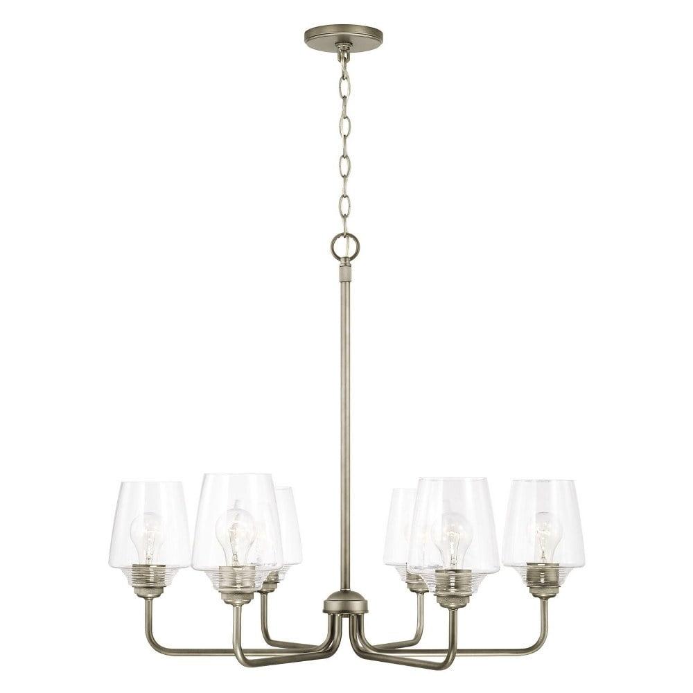 Miller Graphite 6-Light Traditional Chandelier with Clear Ribbed Glass