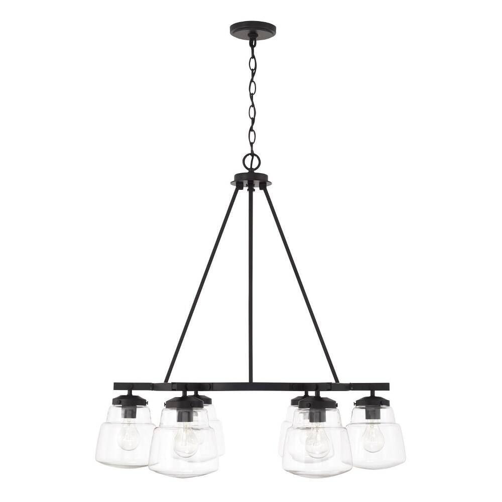 Dillon Matte Black 6-Light Chandelier with Clear Glass Shades