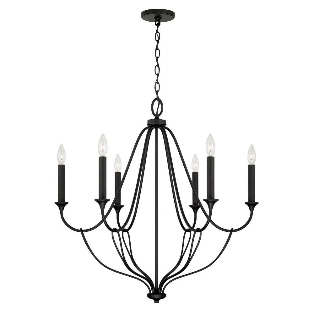 Bentley Airy Design Black Iron 6-Light Traditional Chandelier