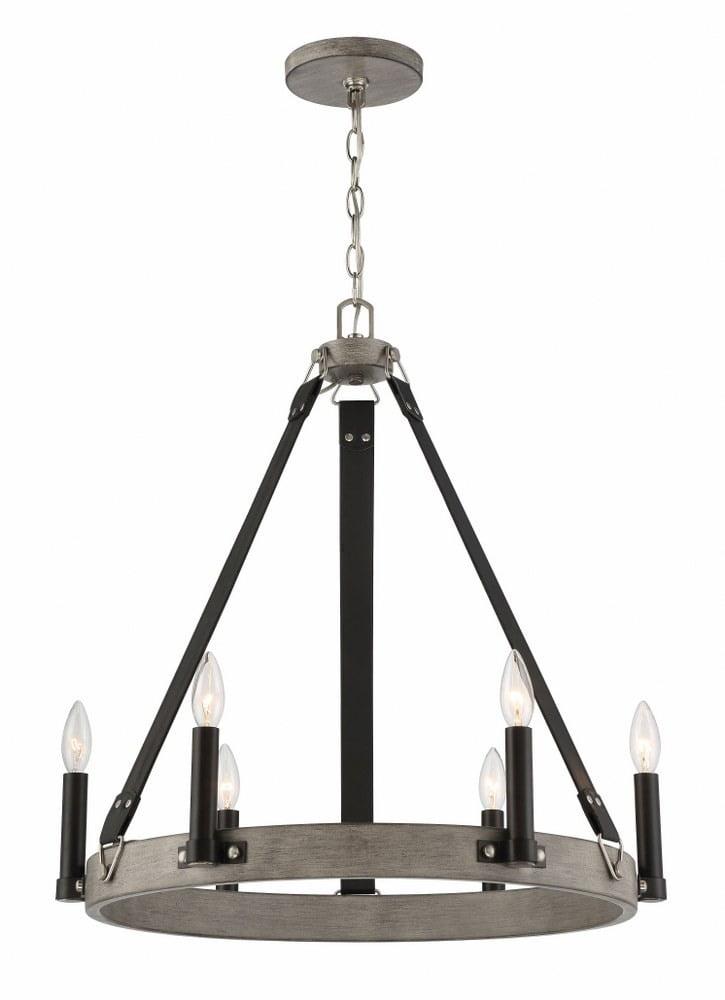 Rawson Ridge 6-Light Aged Silverwood & Coal Nickel Chandelier