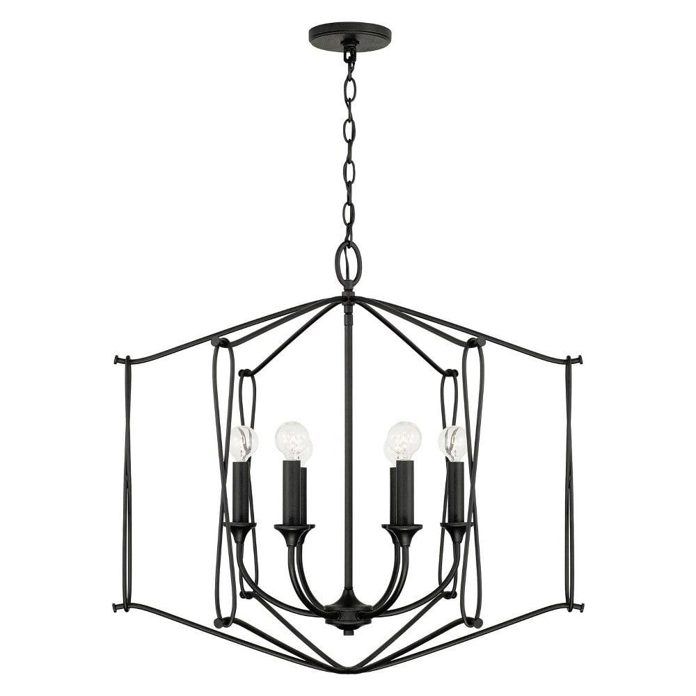 Bentley Black Iron 6-Light Whimsical Statement Pendant