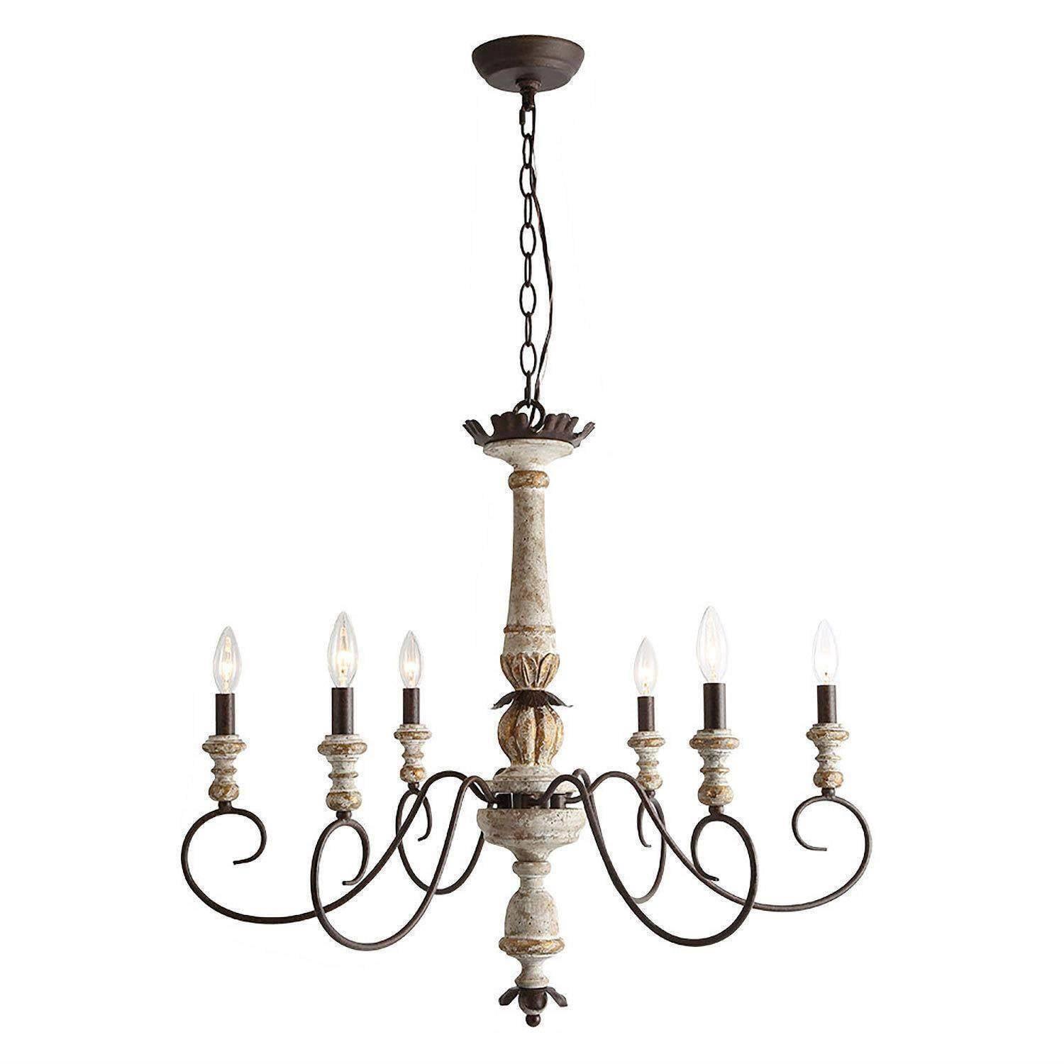 The Gray Barn French Country 6-Light Wood Chandelier Classic Farmhouse Lights - 31.1" D x 28" H