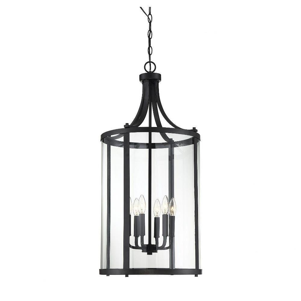 Penrose Black Glass 6-Light Transitional Chandelier