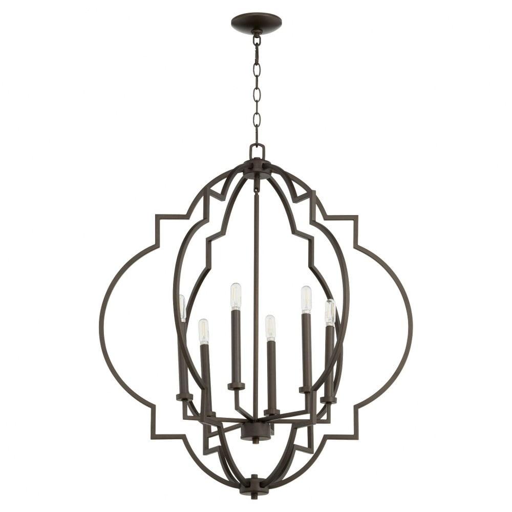 Quorum Lighting Dublin 6-Light Pendant, Oiled Bronze, 29.5W, 34H