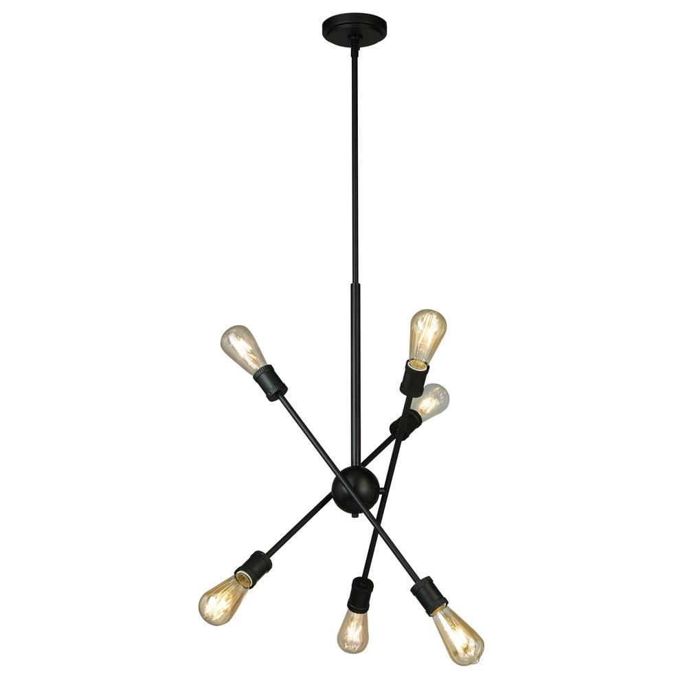 Etris Row Matte Black Industrial 6-Light Globe Pendant