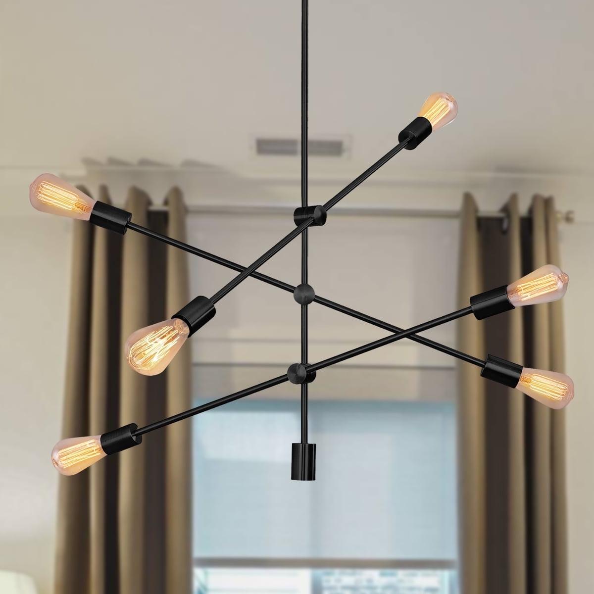 Black Metal 6-Light Adjustable Sputnik Chandelier