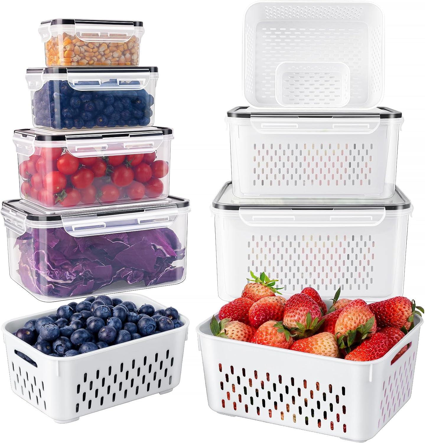 6-Piece BPA-Free Stackable Food Storage Containers with Lids and Colanders