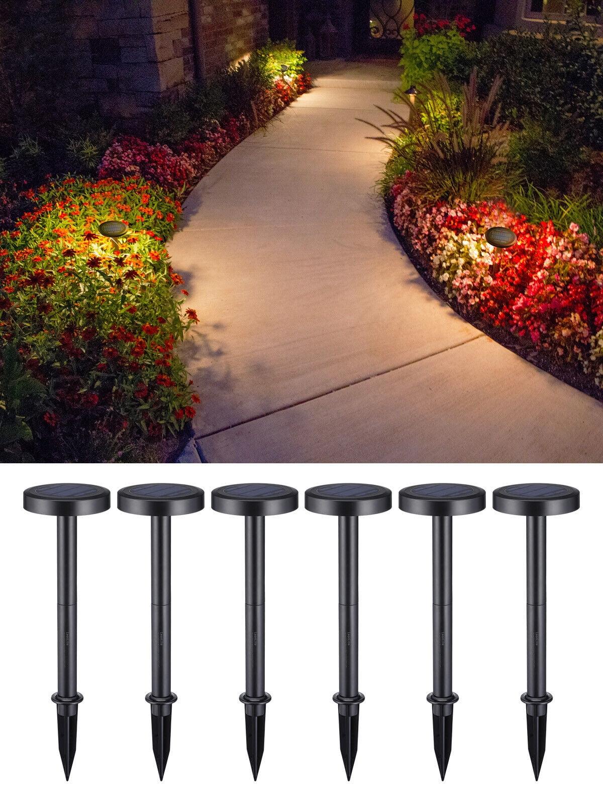 LEDVANS 2CCT Solar Landscape Pathway Lights Outdoor, Dimmable, Auto Dusk to Dawn, IP65, 120lm, Black (Set of 6)
