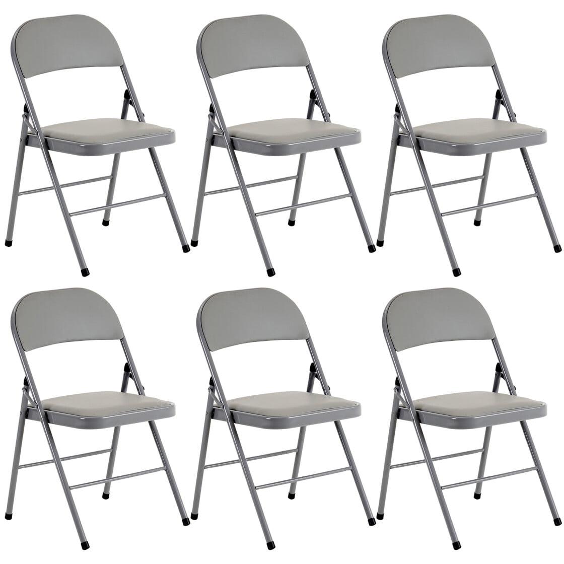 Gray Alloy Steel Armless Folding Chairs Set of 6