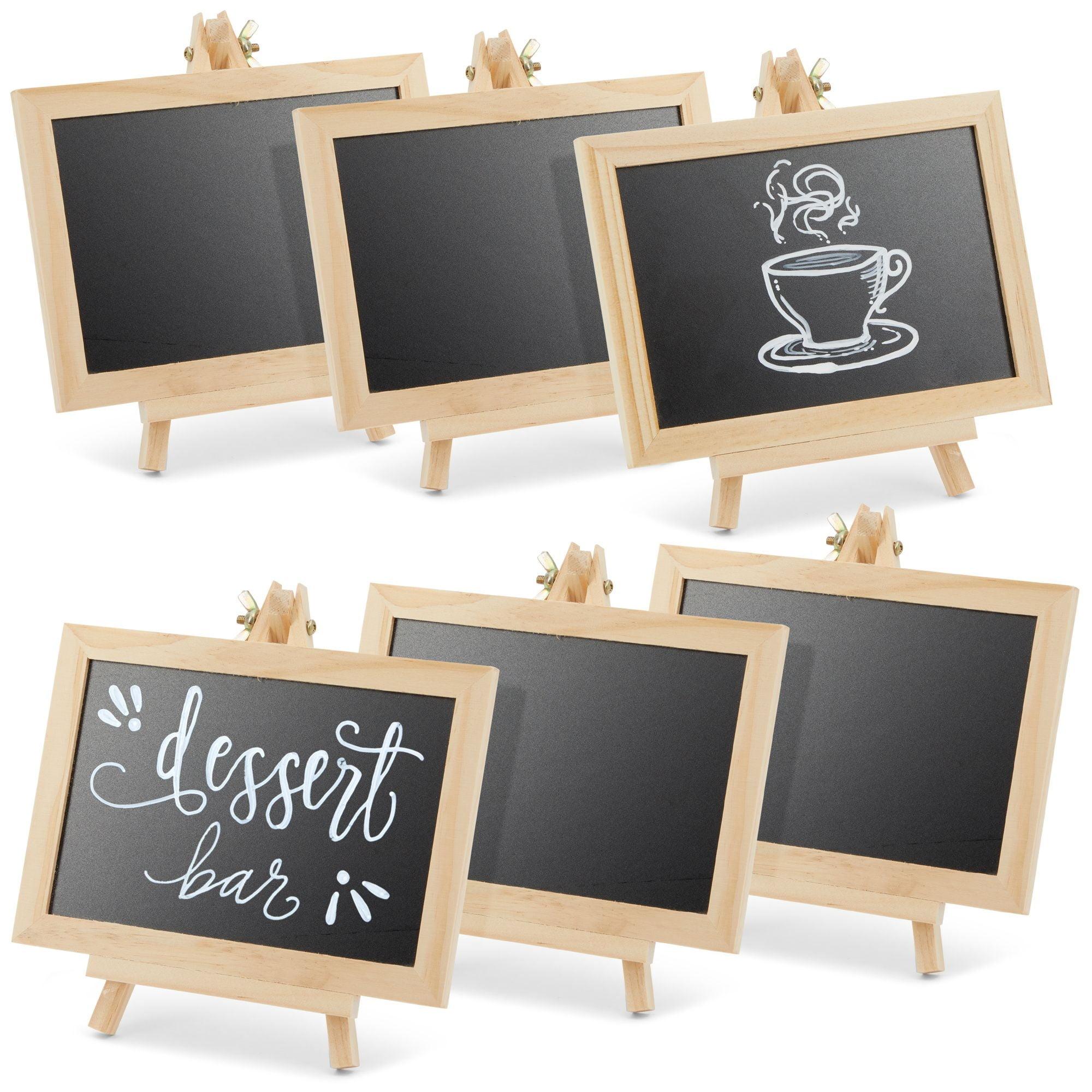 Juvale 6-Pack Mini Chalkboard Signs with Easel Stand for Table Decorations, Restaurant Food Display, Message Boards, Small Business, 7x7x4 in