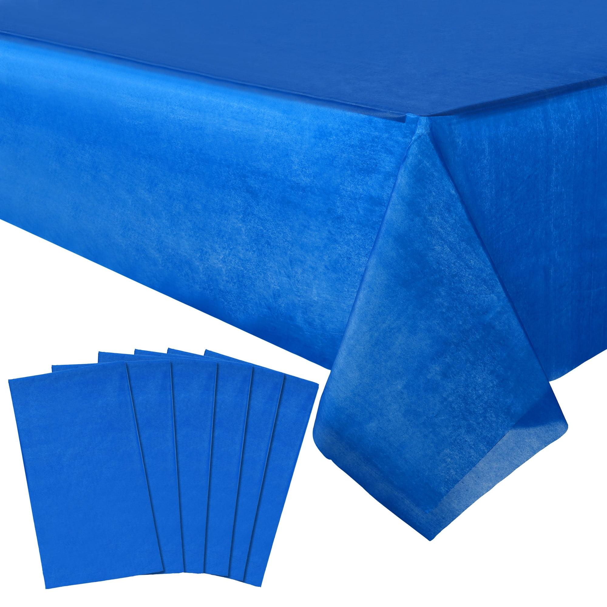 6 Pack Plastic Royal Blue Tablecloth for Parties, Rectangular Table Decorations, 54 x 108 Inches, Disposable Table Cover for Birthday, Graduation Party Supplies
