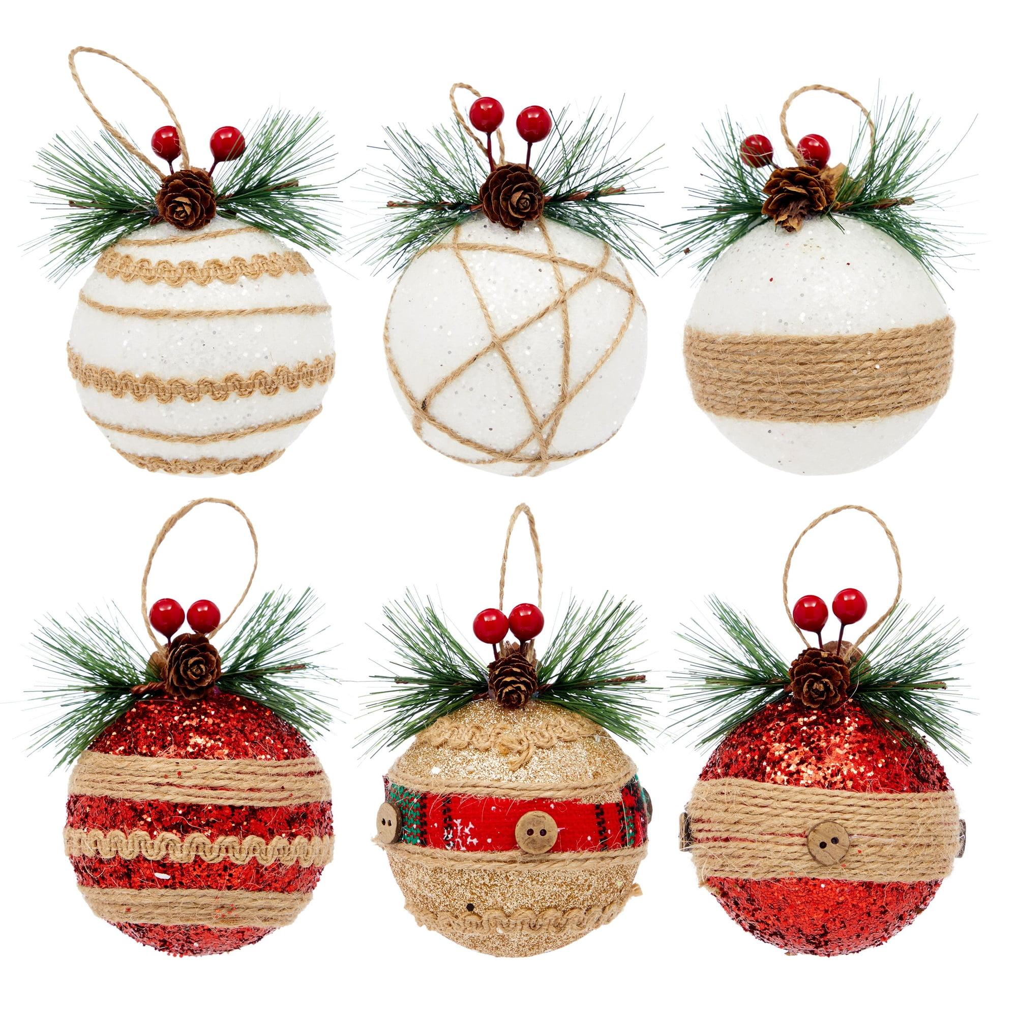 Juvale Rustic Christmas Tree Ornaments, Farmhouse Holiday Decorations, Assorted Designs, 3 x 5.4 In